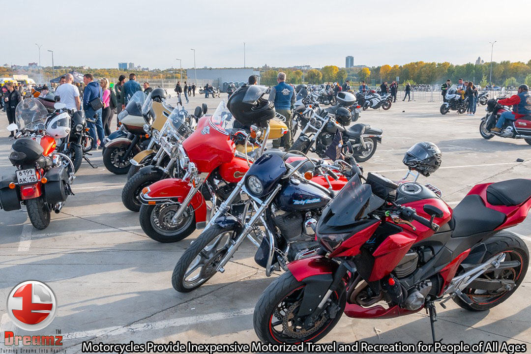 Motorcycles Provide Inexpensive Motorized Travel and Recreation for People of All Ages
